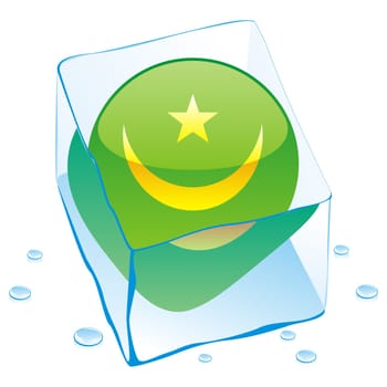 mauritania flag frozen in ice cube