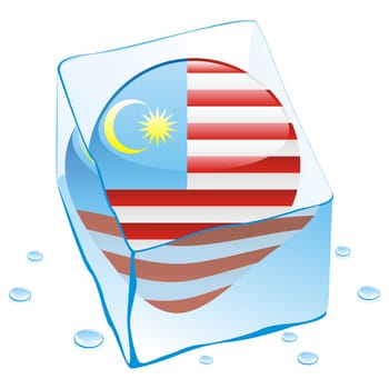 malaysia flag frozen in ice cube