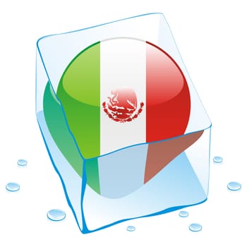 mexico flag frozen in ice cube