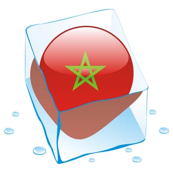morocco flag frozen in ice cube