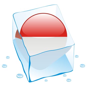 monaco flag frozen in ice cube