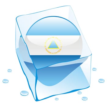 nicaragua flag frozen in ice cube
