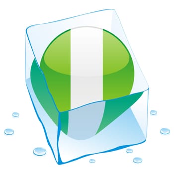 nigeria flag frozen in ice cube