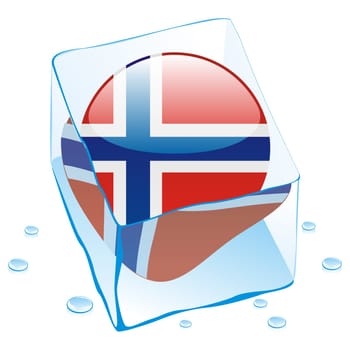 norway flag frozen in ice cube