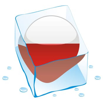 poland flag frozen in ice cube