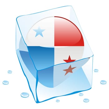 panama flag frozen in ice cube