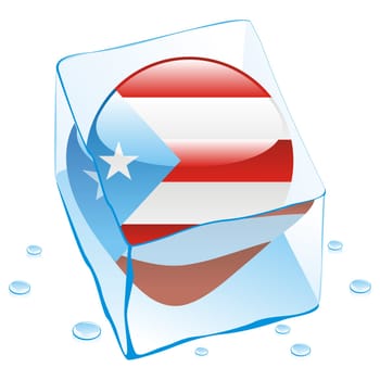 puerto rico flag frozen in ice cube