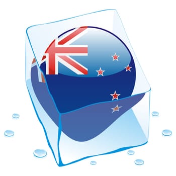 new zealand flag frozen in ice cube