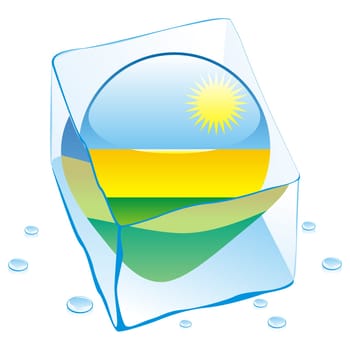 rwanda flag frozen in ice cube
