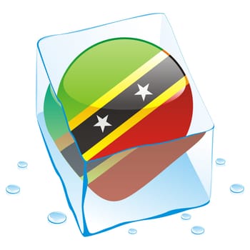 st kitts nevis flag frozen in ice cube