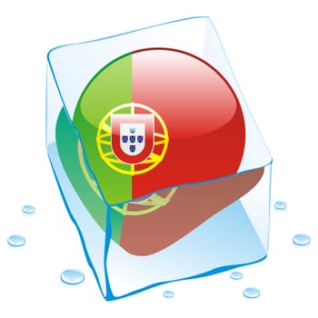 portugal flag frozen in ice cube