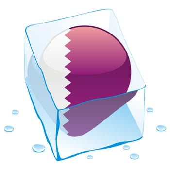 qatar flag frozen in ice cube