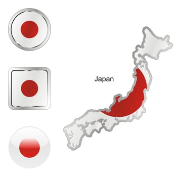 japan map and internet buttons