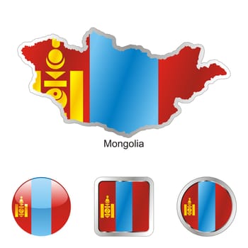 mongolia map and internet buttons