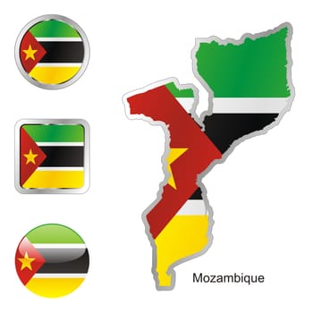mozambique map and internet buttons