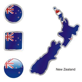 new zealand map and internet buttons