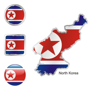 north korea map and internet buttons