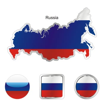 russia map and internet buttons