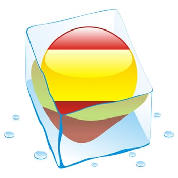 spain flag frozen in ice cube