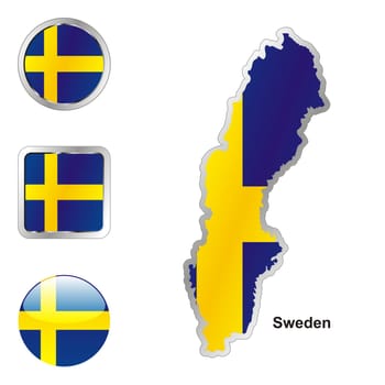sweden map and internet buttons