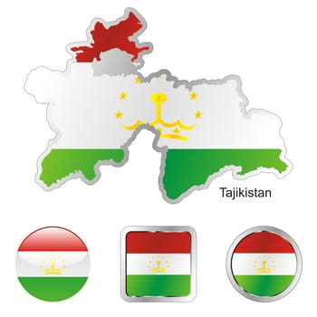tajikistan map and internet buttons