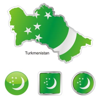 turkmenistan map and internet buttons