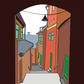 illustration of an old town by day