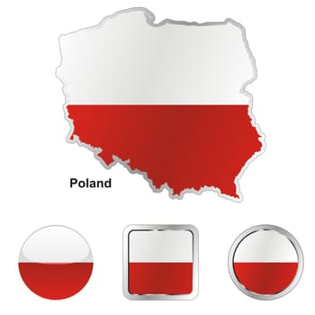 poland map and internet buttons
