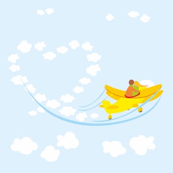 young couple in love flying