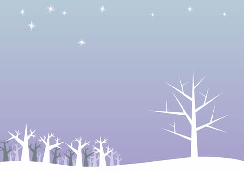 illustration of white trees in a winter