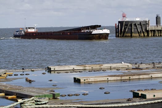 Freighter Klostersee in the port of Cuxhaven