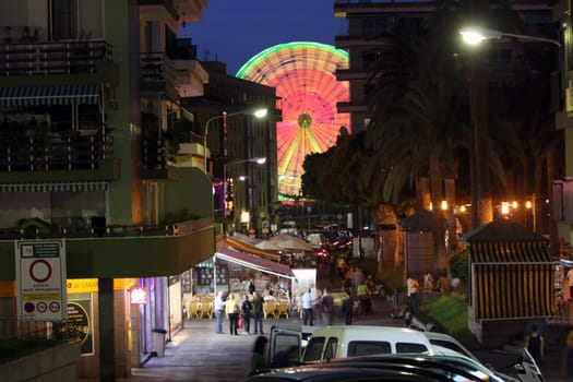 Night scene with Ferris wheel