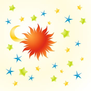 sun, moon and stars