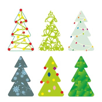 illustration of isolated christmas trees