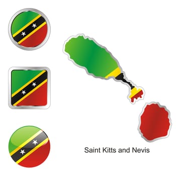 st kitts nevis map and internet buttons
