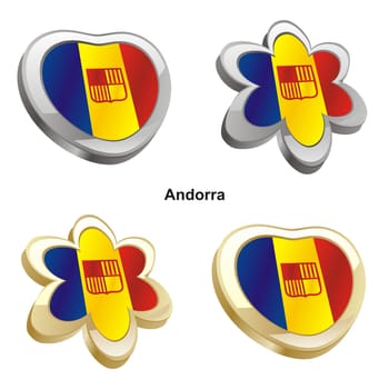 andora flag in heart and flower shape