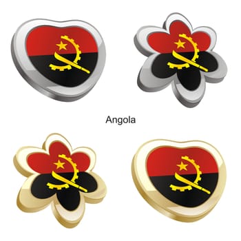 angola flag in heart and flower shape