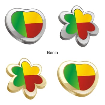benin flag in heart and flower shape