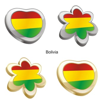 bolivia flag in heart and flower shape