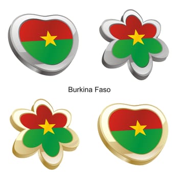 burkina faso flag heart and flower form