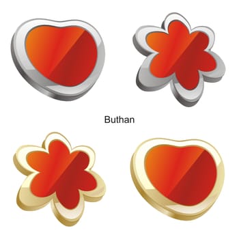 buthan flag in heart and flower shape