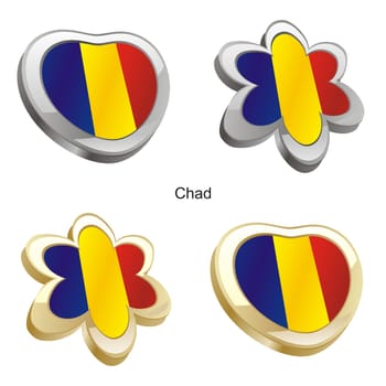 chad flag in heart and flower shape