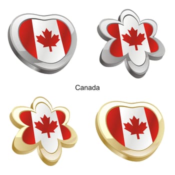 canada flag in heart and flower shape