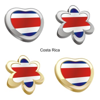 costa rica flag in heart and flower form