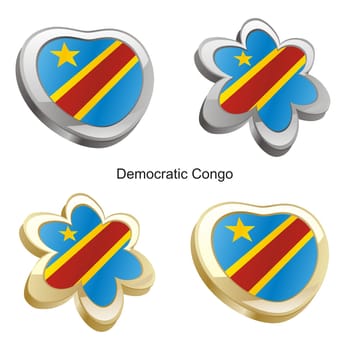 democratic congo flag heart and flower