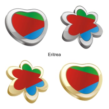 eritrea flag in heart and flower shape