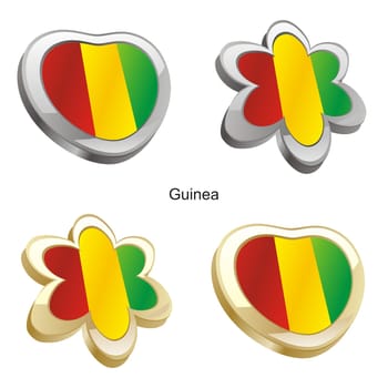 guinea flag in heart and flower shape