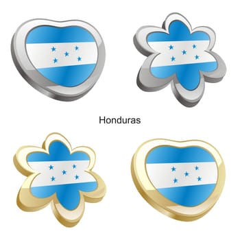 honduras flag in heart and flower shape
