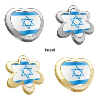 israel flag in heart and flower shape