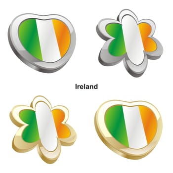 ireland flag in heart and flower shape